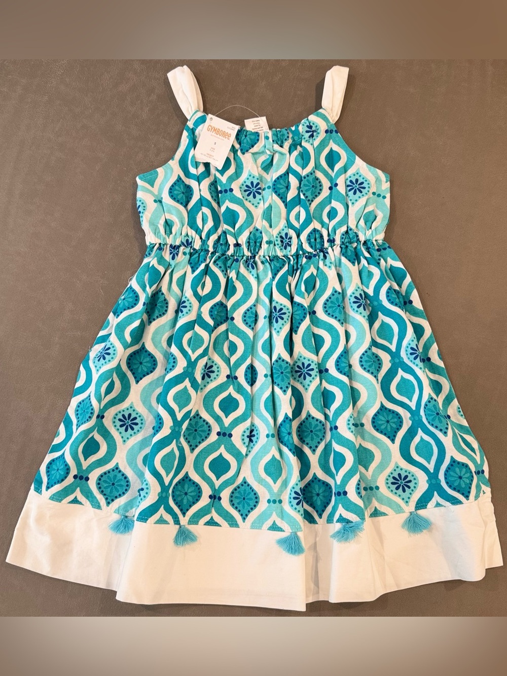 Gymboree Girls Size 5 Dress NWT Linen Cotton Aqua Blue Tassel Summer